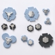 silver and porcelain brooches and earrings